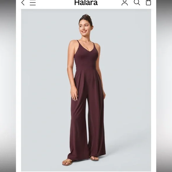 Halara Breezeful Backless Jumpsuit in Amaranth - Picture 7 of 8